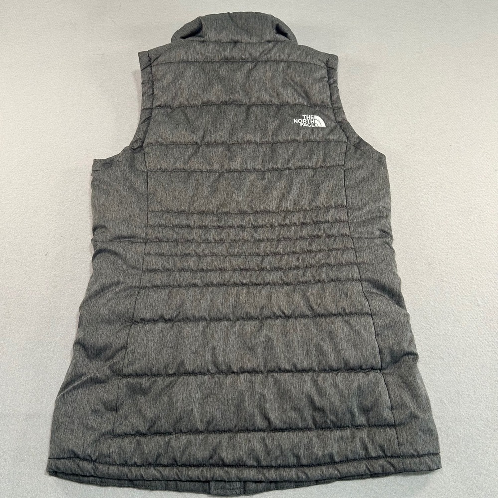The North Face Puffer Vest Women XS Grey Heathered Insulated Full Zip - Picture 7 of 8